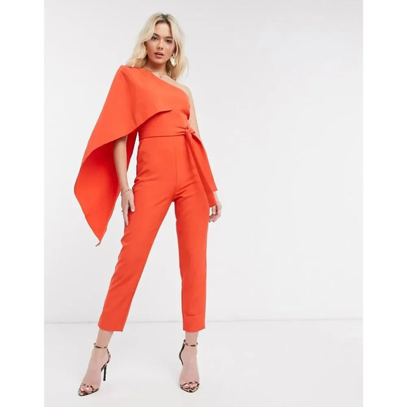 Lavish Alice one shoulder cape jumpsuit SIZE 2 - Picture 6 of 9